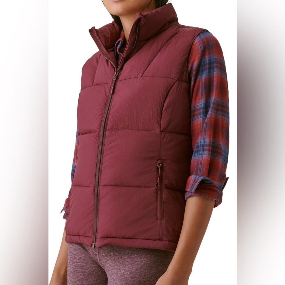 BASS OUTDOOR Women’s Puffer Vest – Quilted Gilet With Front Zipper, FIG, Medium